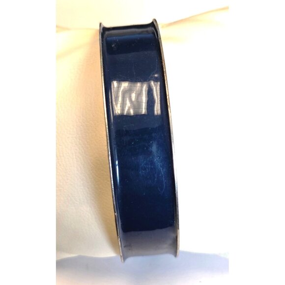 Vintage Navy Blue Enamel & Metal Bangle Bracelet Womens Jewelry - Picture 4 of 4